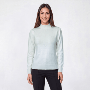 Womens Retrology Mock Neck Solid Textured Heart Sweater alternate view
